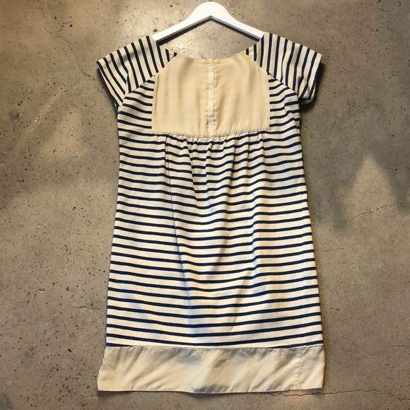 Rochas PS/12 Blue and Ivory Striped Short-Sleeve Shift Dress - Picture 2 of 8